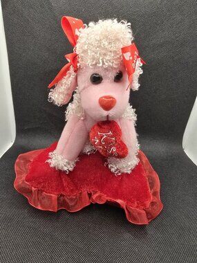8” 2006 FourStar Group Cuddly Cousins Valentines Pink Poodle Dog Plush Kiss Me